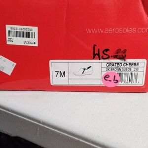 Woman size grated cheese dk brown suede wedges by aerosles  used